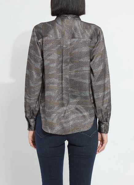 Maxine Convertible Tie Satin Shirt - Textural Beat