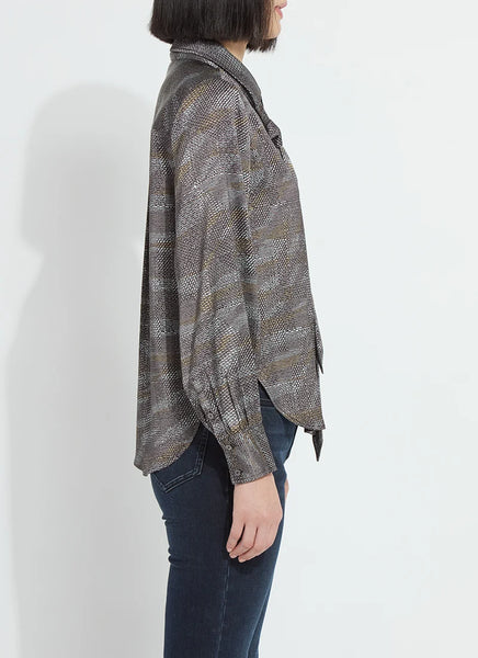 Maxine Convertible Tie Satin Shirt - Textural Beat