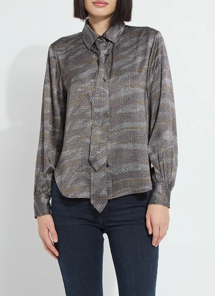 Maxine Convertible Tie Satin Shirt - Textural Beat