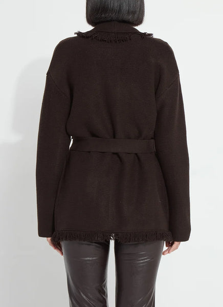 Dixie Fringe Belted Cardigan - Double Espresso