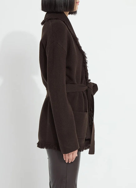 Dixie Fringe Belted Cardigan - Double Espresso