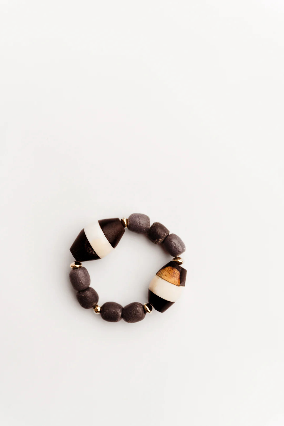 Shauni African Bead Bracelet - Stripe/Grey