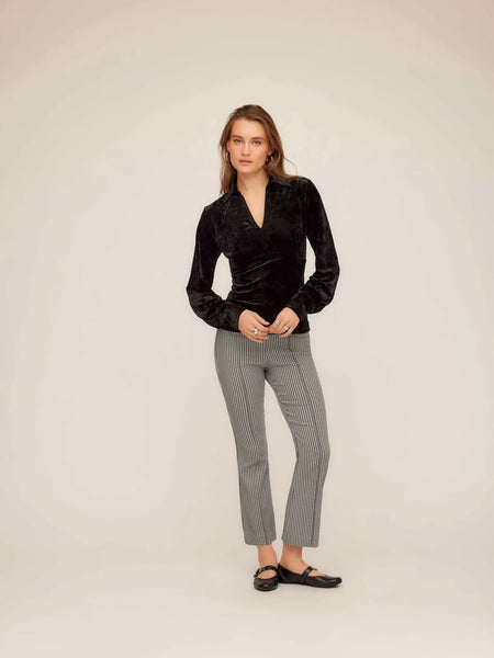 Bianca Collar Shirred Top - Black