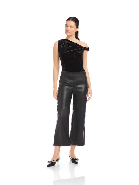 Faux Leather Cropped Pants - Black