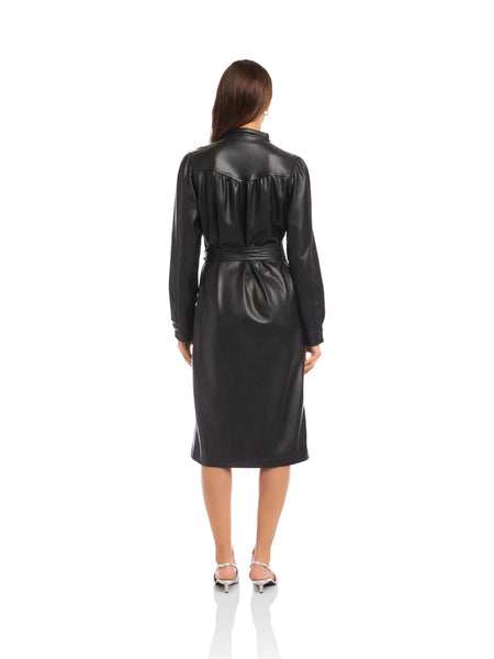 Jennifer Faux Leather Dress - Black