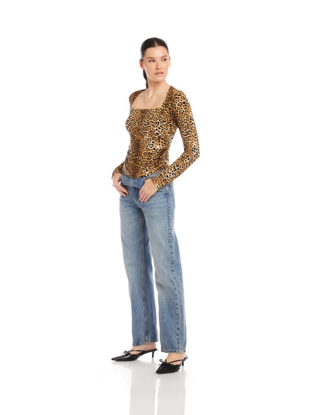 Cady Side Shirred Top - Leopard