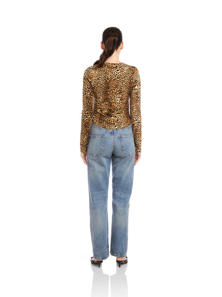 Cady Side Shirred Top - Leopard