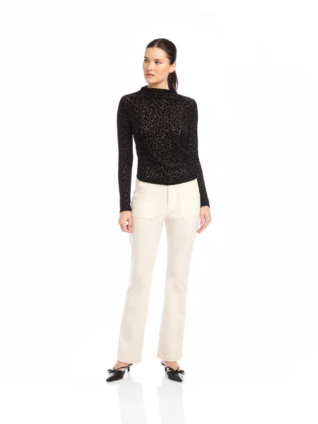 Khami Velvet Shirred Top - Black Leopard
