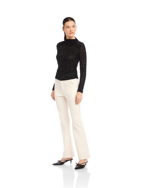 Khami Velvet Shirred Top - Black Leopard