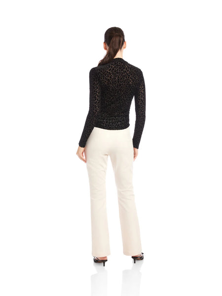 Khami Velvet Shirred Top - Black Leopard