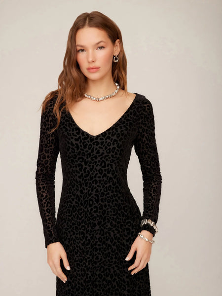 Julia Velvet Burnout Dress - Leopard