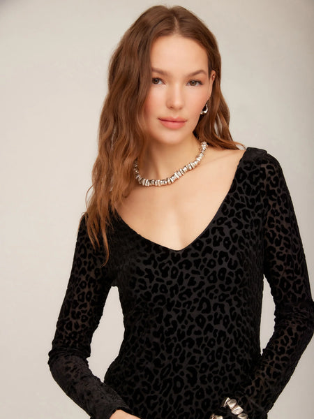 Julia Velvet Burnout Dress - Leopard