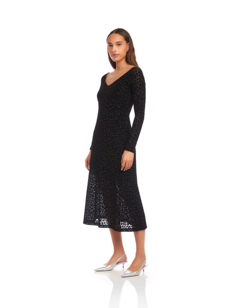 Julia Velvet Burnout Dress - Leopard
