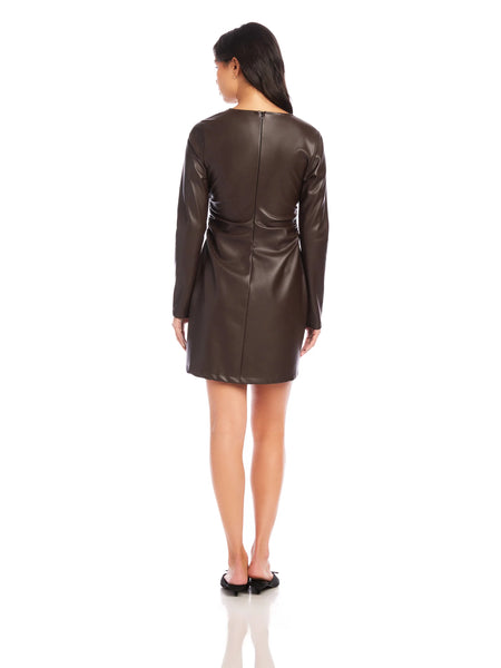 Ziggy Faux Leather Dress - Brown