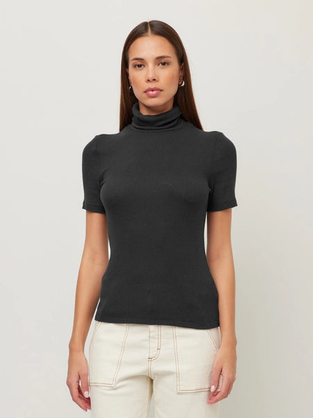 Jana S/S Turtleneck Top - Black
