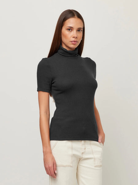 Jana S/S Turtleneck Top - Black