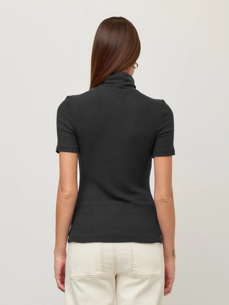 Jana S/S Turtleneck Top - Black