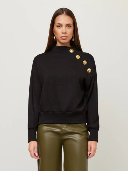 Tessa Mock Neck Top - Black
