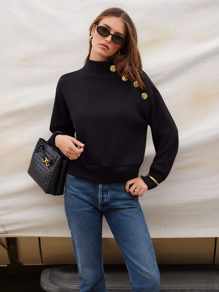 Tessa Mock Neck Top - Black