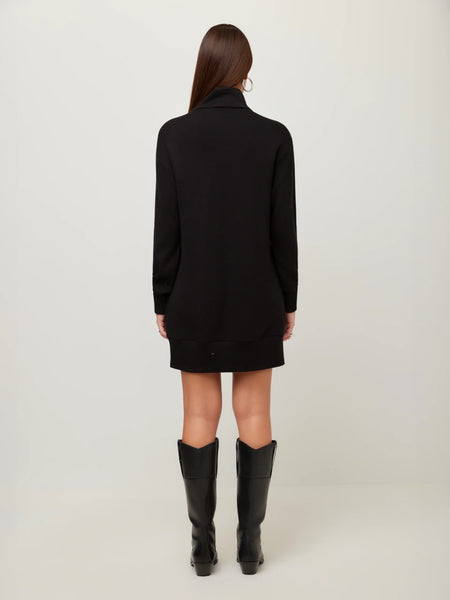 Claylee Crossover Turtleneck Dress - Black