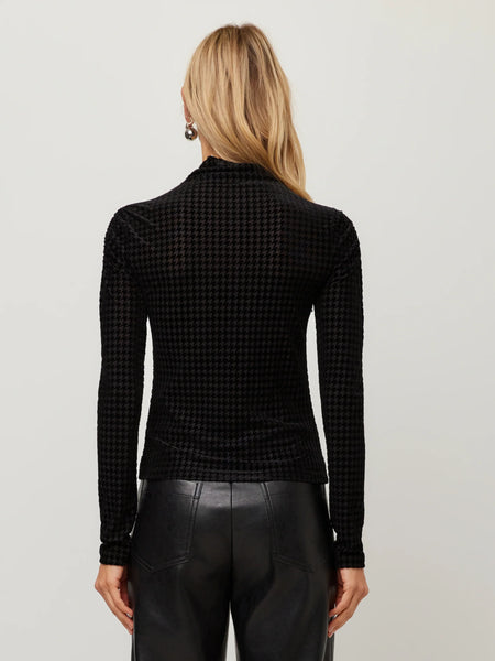 Velvet Burnout Ruched Top - Black