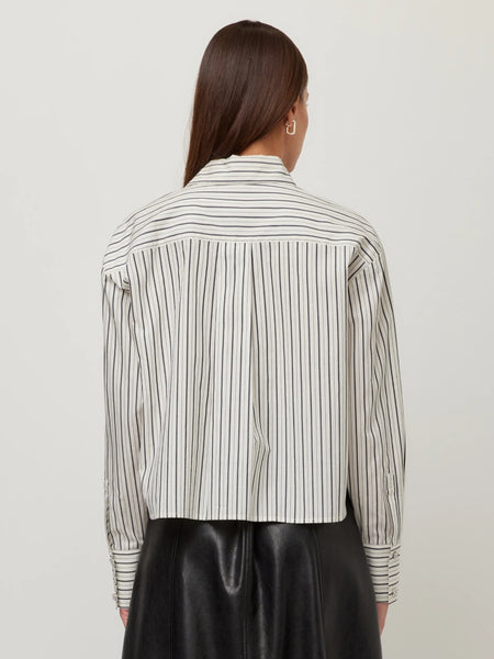 Dianne Stripe Button Up Shirt - Cream/Navy