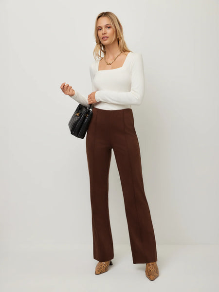 Ellie Faux Suede Bootcut Pants - Wood