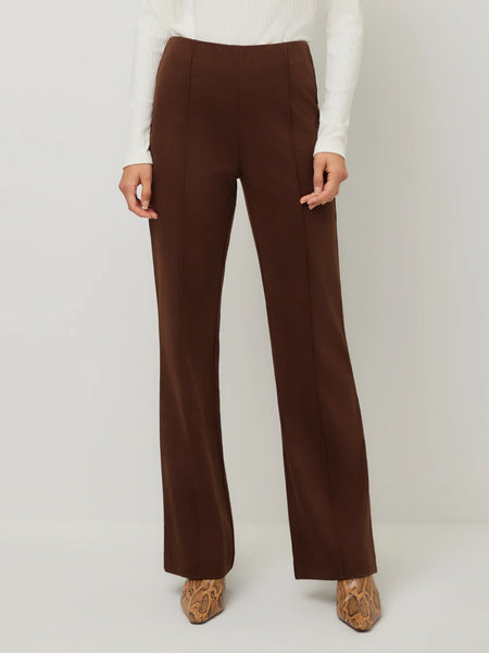 Ellie Faux Suede Bootcut Pants - Wood