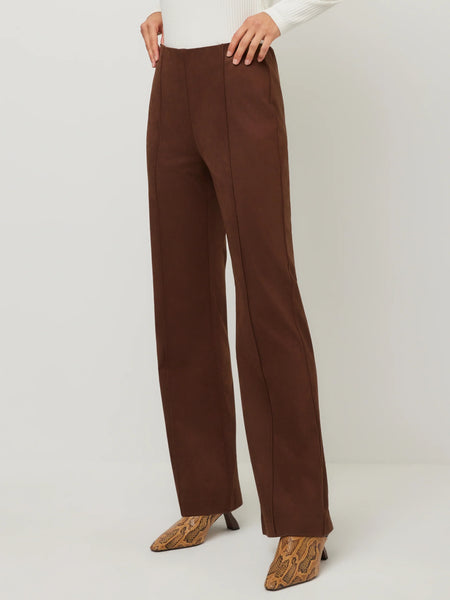Ellie Faux Suede Bootcut Pants - Wood