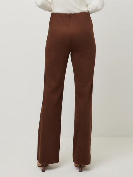 Ellie Faux Suede Bootcut Pants - Wood