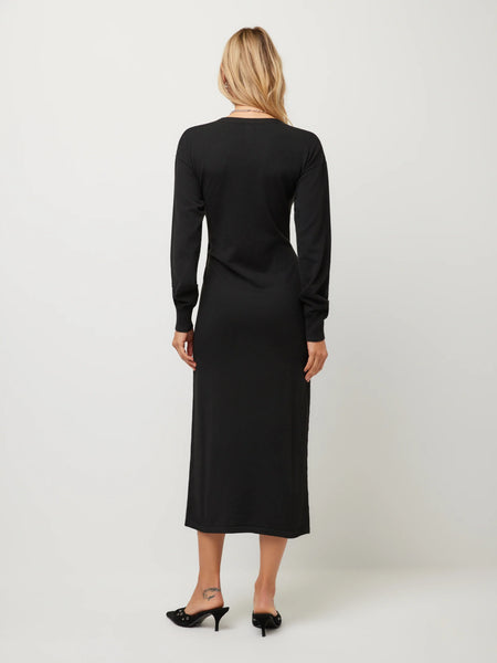 Raya Wrap Sweater Dress - Black