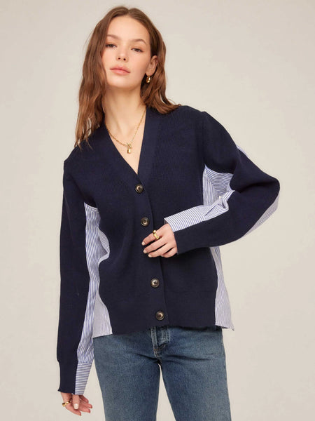 Celine Mix Media Cardigan - Charcoal