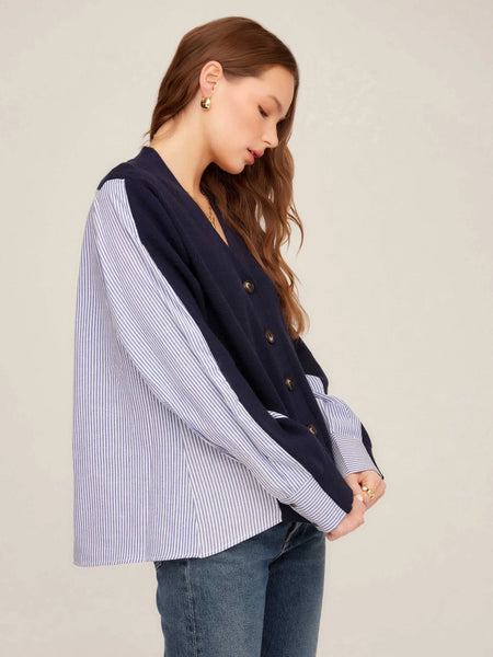 Celine Mix Media Cardigan - Charcoal