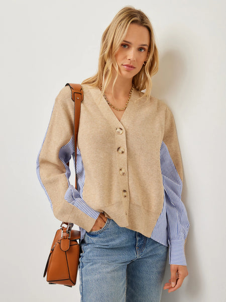 Celine Mix Media Cardigan - Oatmeal