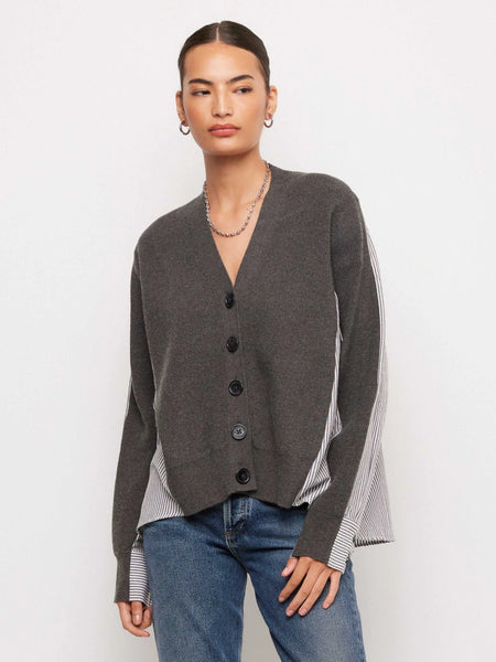 Celine Mix Media Cardigan - Charcoal