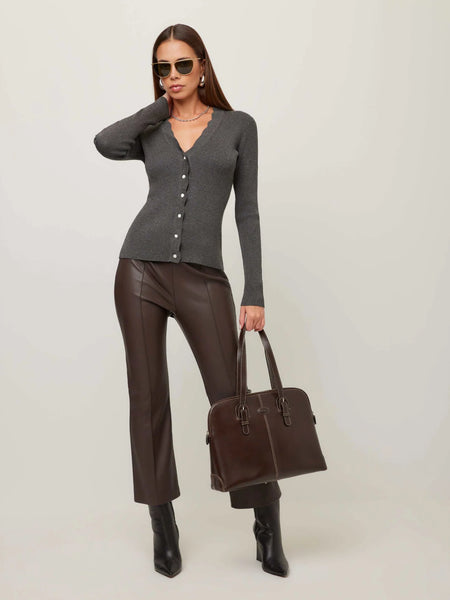 Bliss Scallop Edge Cardigan - Charcoal