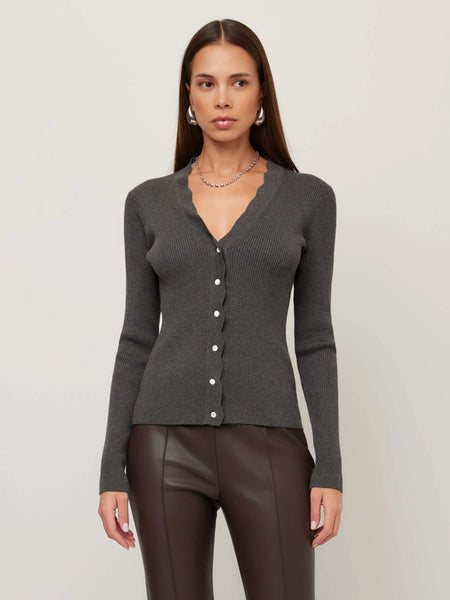 Bliss Scallop Edge Cardigan - Charcoal