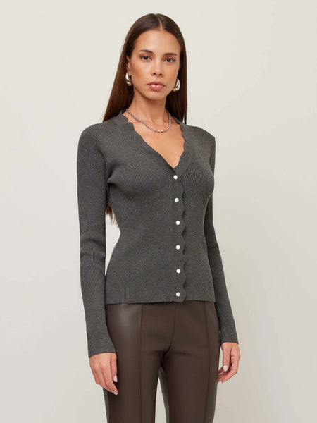 Bliss Scallop Edge Cardigan - Charcoal