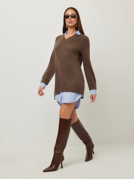 Carrie Mixed Media Sweater Dress - Wood