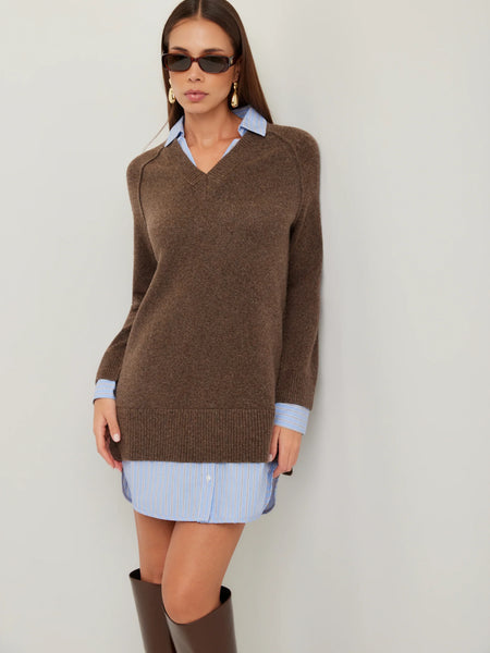 Carrie Mixed Media Sweater Dress - Wood