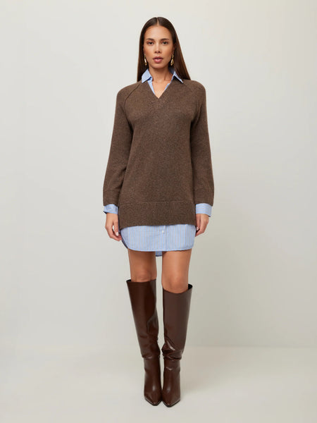 Carrie Mixed Media Sweater Dress - Wood