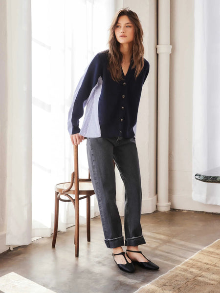 Celine Mix Media Cardigan - Charcoal