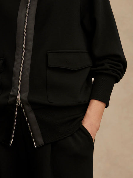 Roxbury Zip Through Top - Black