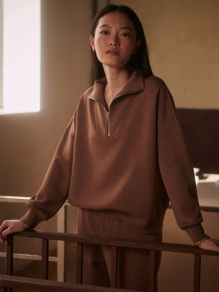 Hawley Half Zip Sweat - Golden Bronze Marl