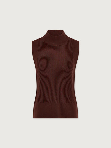 Lois High Neck Tank - Deep Mahogany