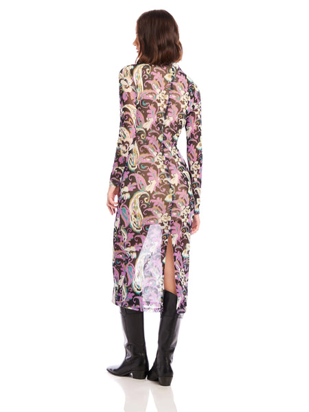 Selena Ruched Midi Dress - Paisley