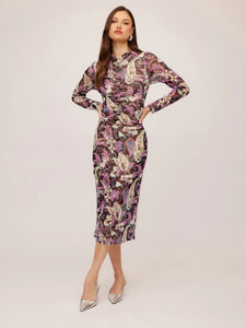 Selena Ruched Midi Dress - Paisley