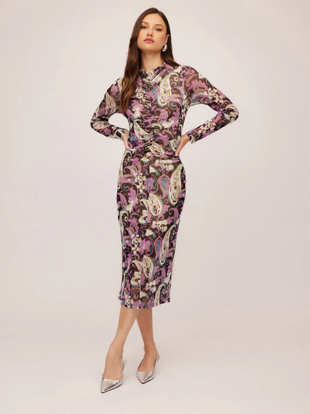 Selena Ruched Midi Dress - Paisley