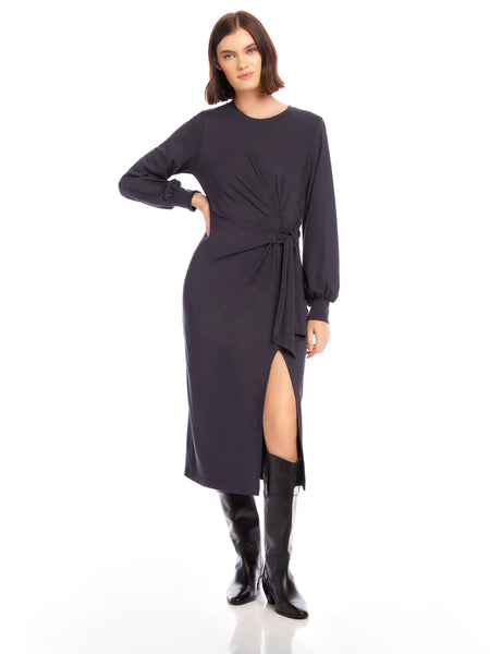 Addie Side Knot Midi Dress - Granite