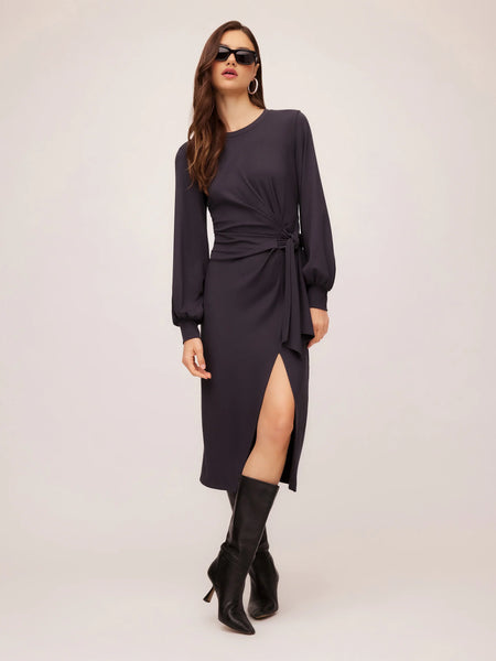 Addie Side Knot Midi Dress - Granite